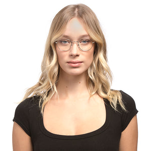 Sage Round Glasses Silver Clear Blue Light Technology DIFF