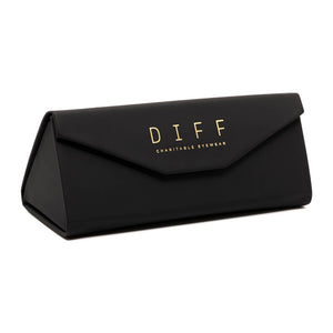 Black collapsible triangle case with gold DIFF logo