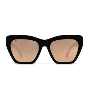 Wren sunglasses with matte black frame and taupe flash lens- front view