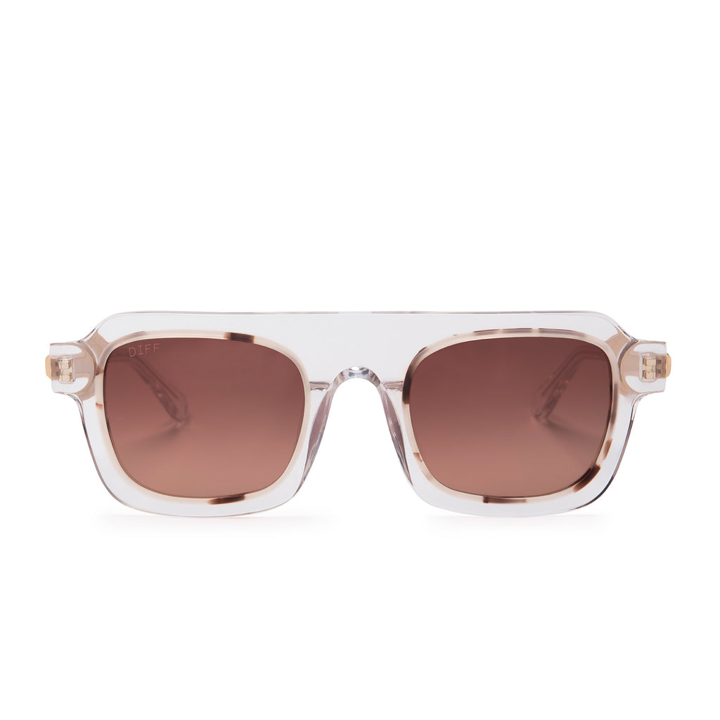 Alden Square Sunglasses | Clear Crystal & Wine Gradient Lenses | DIFF ...
