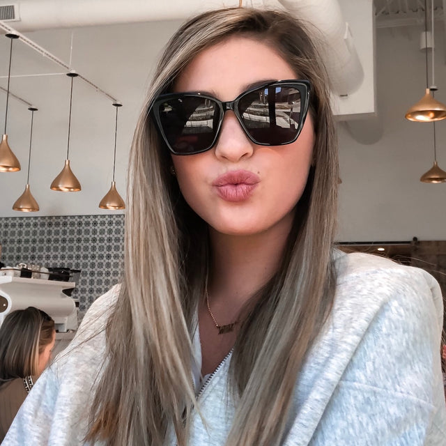 customer content - ashtonguevara wearing becky iii black sunglasses