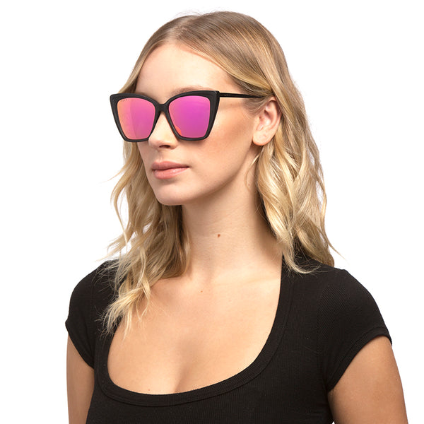 becky ii - matte black + pink mirror polarized sunglasses 6