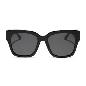 Bella II sunglasses with black frames and grey polarized lens front view