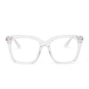 Bella eyeglasses with clear crystal frames and blue light technology lens front view