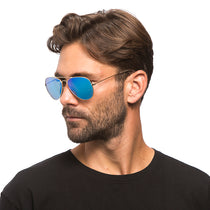 Cruz Aviator Sunglasses Gold Frames Blue Mirror Lenses DIFF
