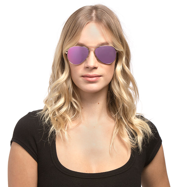 cruz - gold + pink mirror sunglasses 4