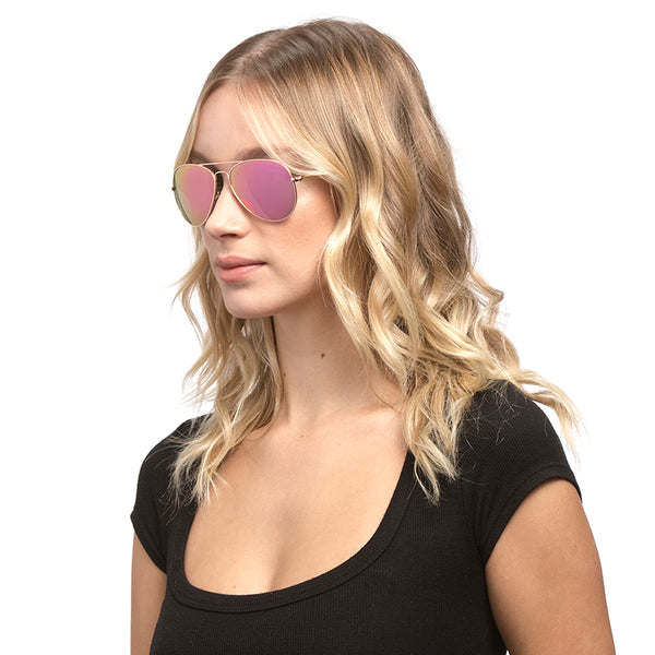 cruz - gold + pink mirror sunglasses 5