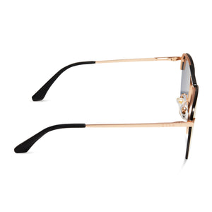 diff eyewear tahoe aviator sunglasses with a matte gold metal frame and sunset mirror lenses side view
