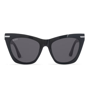 diff eyewear alyssa in black frame with grey lens sunglasses front view