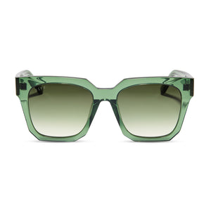 diff eyewear ariana ii square sunglasses with a sage green crystal acetate frame and g15 green gradient lenses front view