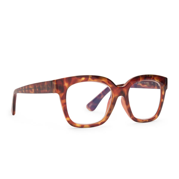 ava - amber tortoise + blue light technology glasses 1