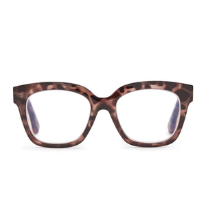 diff eyewear ava square glasses with a beige tortoise frame and prescription lenses front view