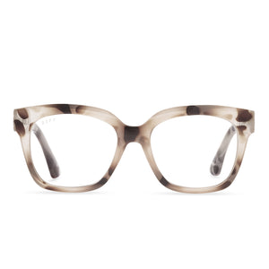 diff eyewear ava square glasses with a cream tortoise frame and prescription lenses front view