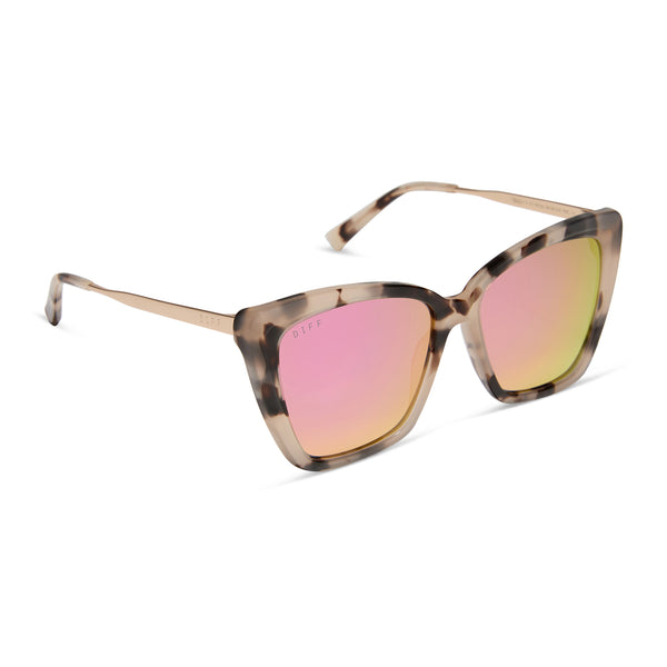 becky ii - cream tortoise + pink mirror sunglasses 2