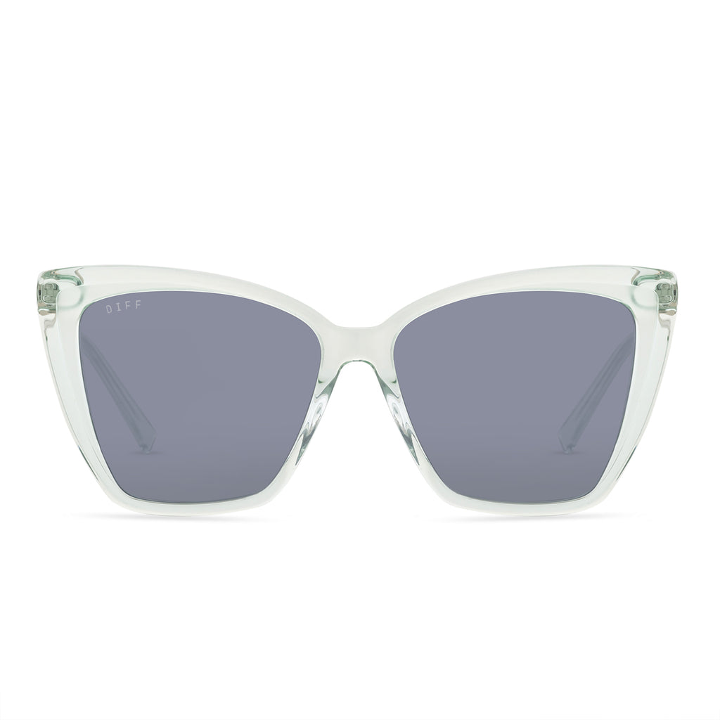 Becky II Cat Eye Sunglasses Soft Lagoon Crystal & Grey Mirror
