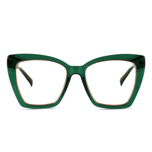 diff eyewear becky iv xs cateye glasses with a deep ivy frame and prescription lenses front view