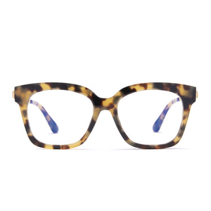diff eyewear bella xs square small glasses with a hazel tortoise frame and prescription lenses front view
