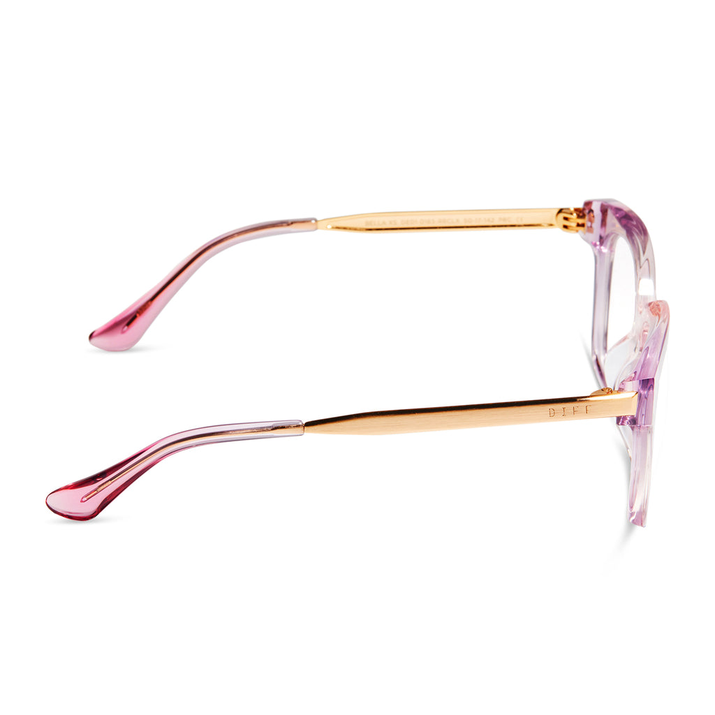 Bella XS Square Glasses | Rose Ombre & Clear | DIFF Eyewear