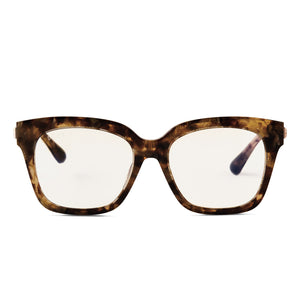 diff eyewear bella xs square glasses with a toasted coconut frame and prescription lenses front view