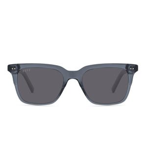 diff eyewear billie square sunglasses in night sky blue frame with grey polarized lens front view