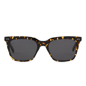 diff eyewear billie xl square sunglasses with a fiery tortoise acetate frame and grey polarized lenses front view
