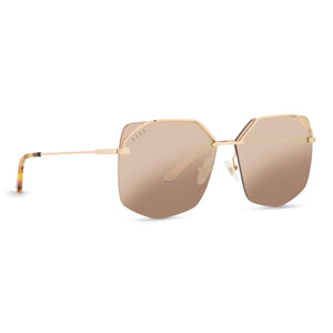 Ashley Kidd Signature Series Aviator Sunglasses - Polarized Pink Lens with Rose Metal Brow Bar Frame