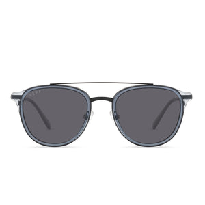 diff eyewear camden aviators sunglasses in blue and black night sky frame and grey polarized lens front view