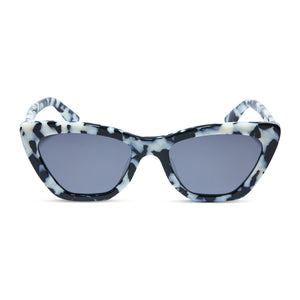diff eyewear camila cat eye sunglasses with a rich hide acetate frame and grey polarized lenses front view