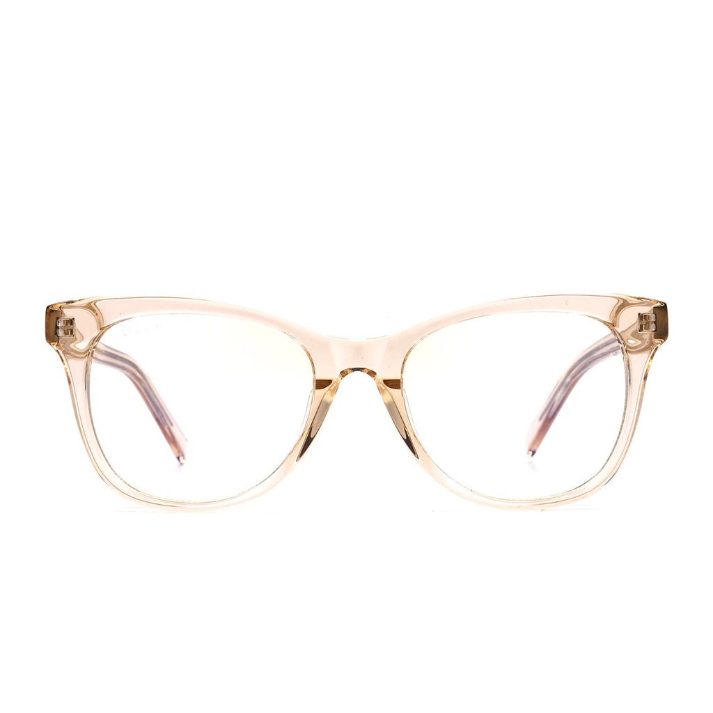 Prescription Square - Light Pink Crystal Glasses Frame - Clear RX Lens - Carina by Diff Eyewear