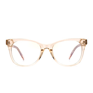 diff eyewear carina cat eye glasses with a blush crystal acetate frame and prescription lenses front view