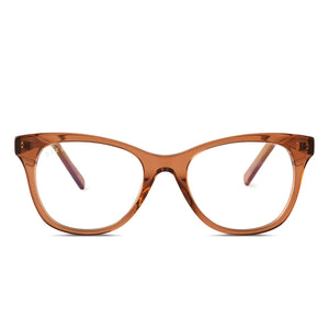 diff eyewear carina cateye glasses with a brown sugar frame and prescription lenses front view