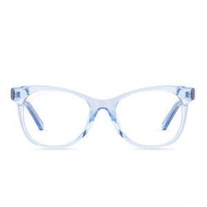 diff eyewear carina cateye glasses in colombia blue crystal frame and prescription lens front view