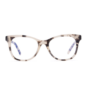 diff eyewear carina cat eye prescription glasses with a cream tortoise frame front view