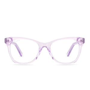 diff eyewear carina cateye glasses in purple lavender fog crystal frame for prescription lens front view