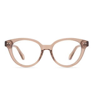 diff eyewear carly round glasses with a cafe ole acetate frame and prescription lenses front view