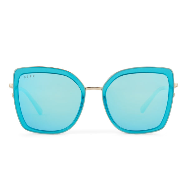 Color swatch for CLARISSE - TURQUOISE ICE CRYSTAL + TURQUOISE ICE MIRROR SUNGLASSES
