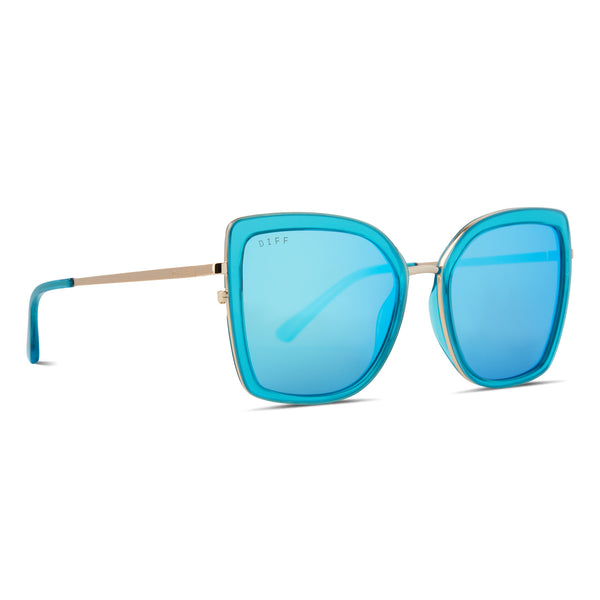 clarisse - turquoise ice crystal + turquoise ice mirror sunglasses 2