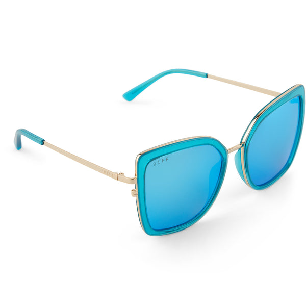 clarisse - turquoise ice crystal + turquoise ice mirror sunglasses 4