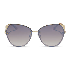 diff eyewear cora gold brown gradient mirrored sunglasses front view