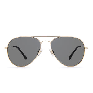 diff eyewear cruz aviator sunglasses with a gold metal frame and g15 lenses front view