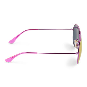 diff eyewear cruz aviator sunglasses with a pink rush metallic frame and pink rush mirror lenses side view