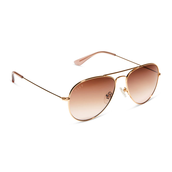 cruz xs - brushed gold + taupe rose gradient sunglasses 1