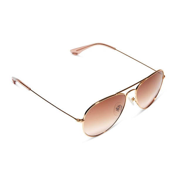 cruz xs - brushed gold + taupe rose gradient sunglasses 3
