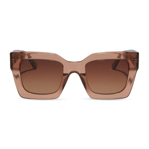 diff eyewear dani square sunglasses with a cafe ole acetate frame and brown gradient lenses front view