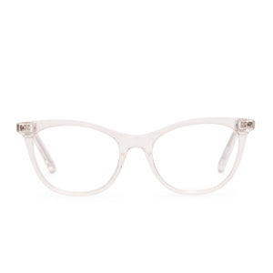 diff eyewear darcy cat eye glasses with clear crystal frame and blue light technology lenses front view