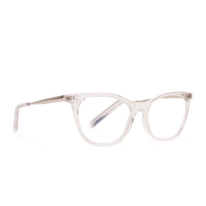 Darcy Cateye Glasses, Clear Crystal & Blue Light