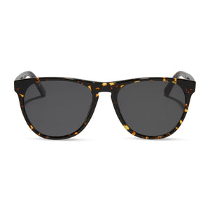 diff eyewear darren square sunglasses with a fiery tortoise acetate frame and grey polarized lenses front view