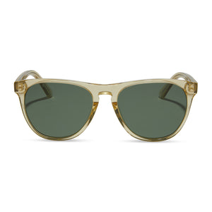 diff eyewear darren square sunglasses in a platinum crystal frame and g15 lens front view