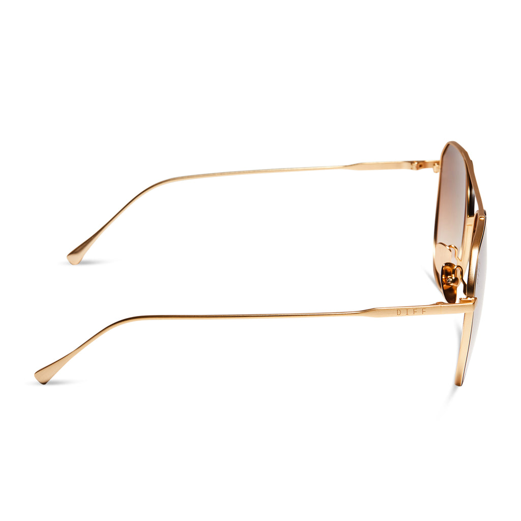 Dash Aviator Sunglasses Brushed Gold & Taupe Rose Mirror DIFF Eyewear