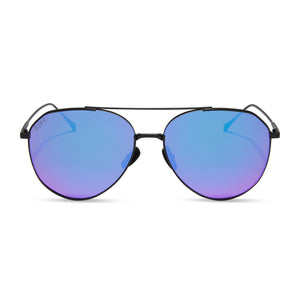 diff eyewear dash matte black purple mirror polarized sunglasses front view